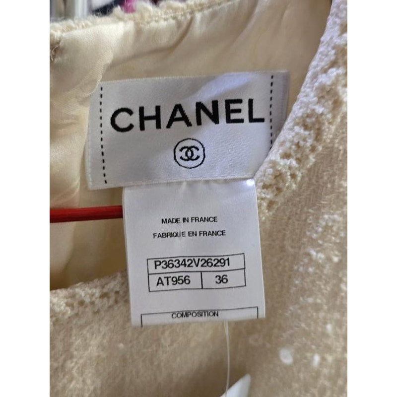 Chanel Beige Tweed Sleeveless Dress - FR 36 / S Pre-owned