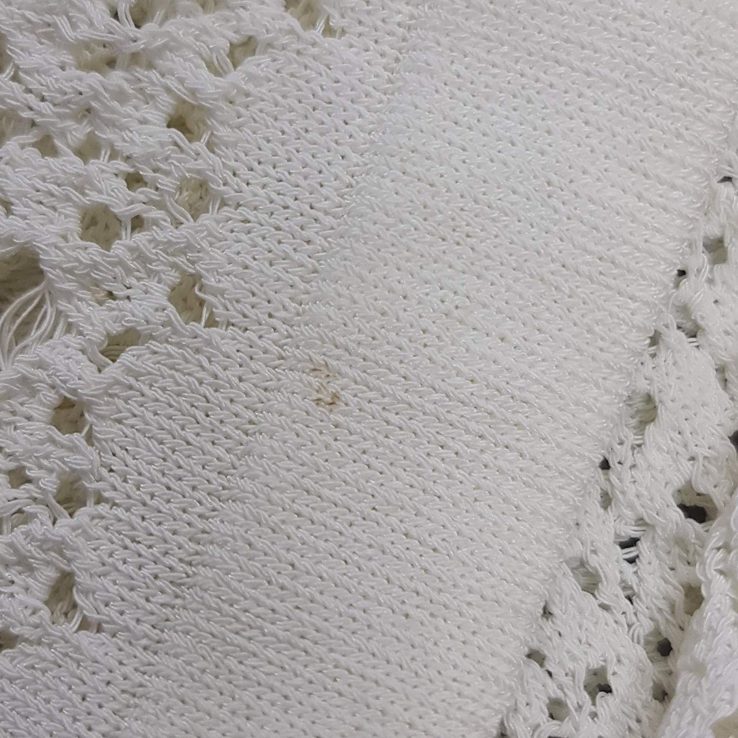 Chanel White Crochet Cotton Cardigan Button-Up Sz. 44 Pre-owned