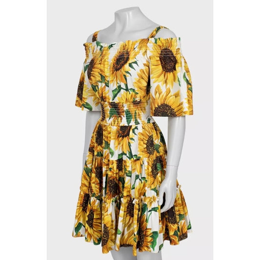 Dolce & Gabbana Off-Shoulder Sunflower Print Dress Sz.40/S pre-owned