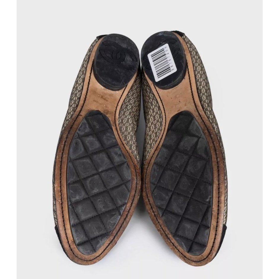 Chanel Quilted Gold Leather Ballerina Flats - Size 39.5 pre-owned