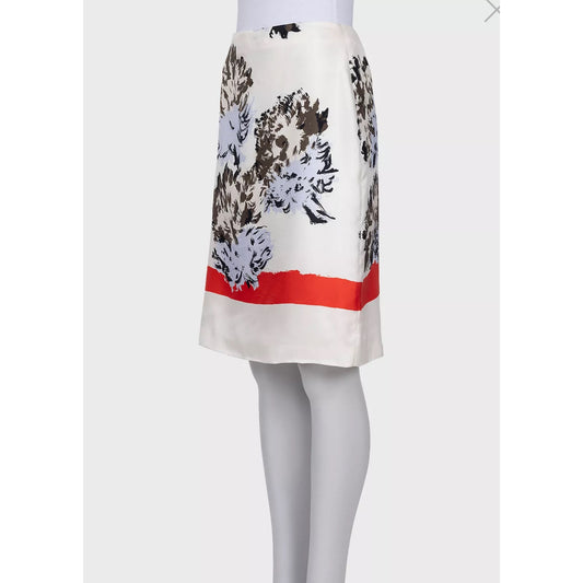 Christian Dior White Floral Silk Skirt - Size 38 Pre-owned
