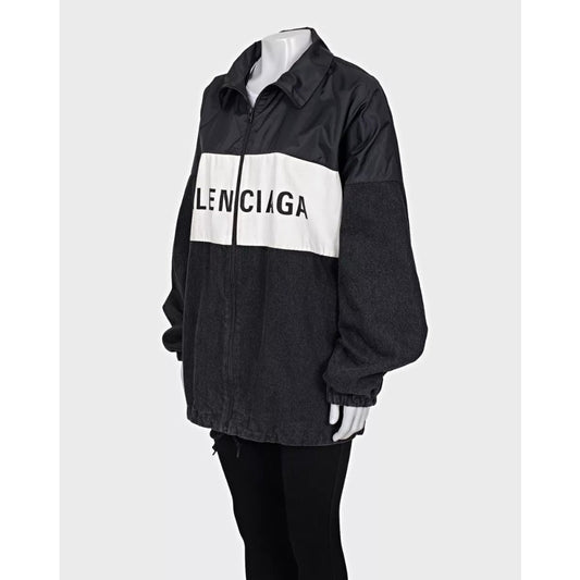 Balenciaga Oversize Logo Stylish Black Coat Jacket sz.36 Pre-owned