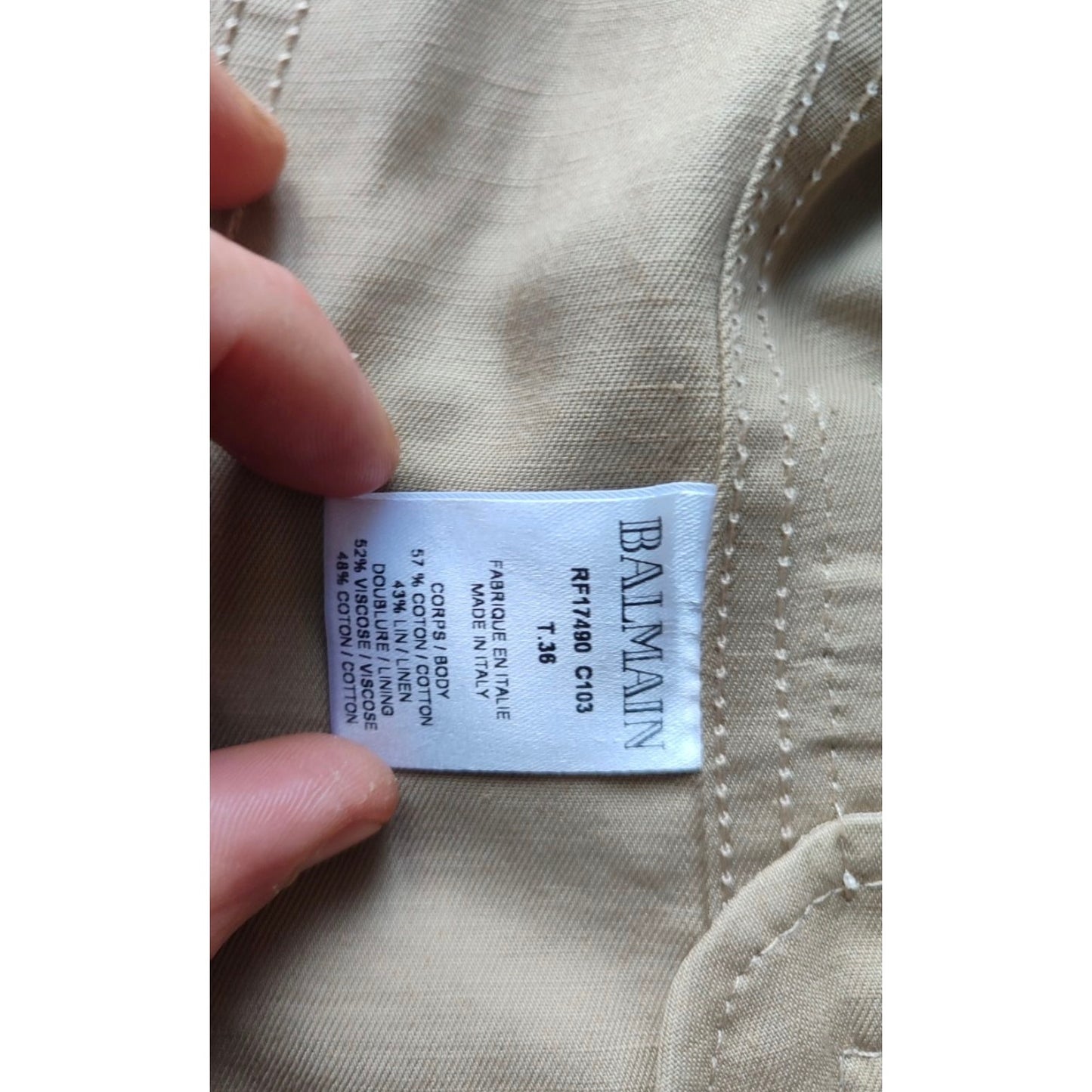 Balmain Beige Cotton-Linen Suit with Shorts Sz. FR36 / S Pre-owned