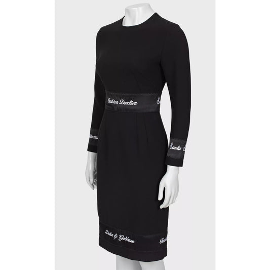 Dolce & Gabbana Black Wool Embroidered Midi Dress Sz36/XXS Pre-owned