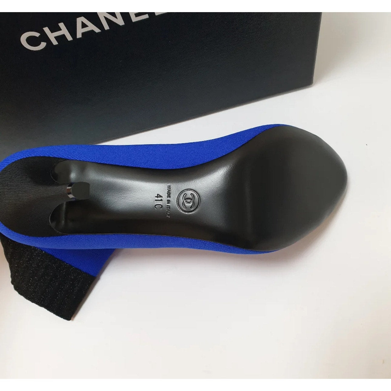 NWOB CHANEL 2019 Cobalt Blue Sock Booties Sz.41 Pre-owned