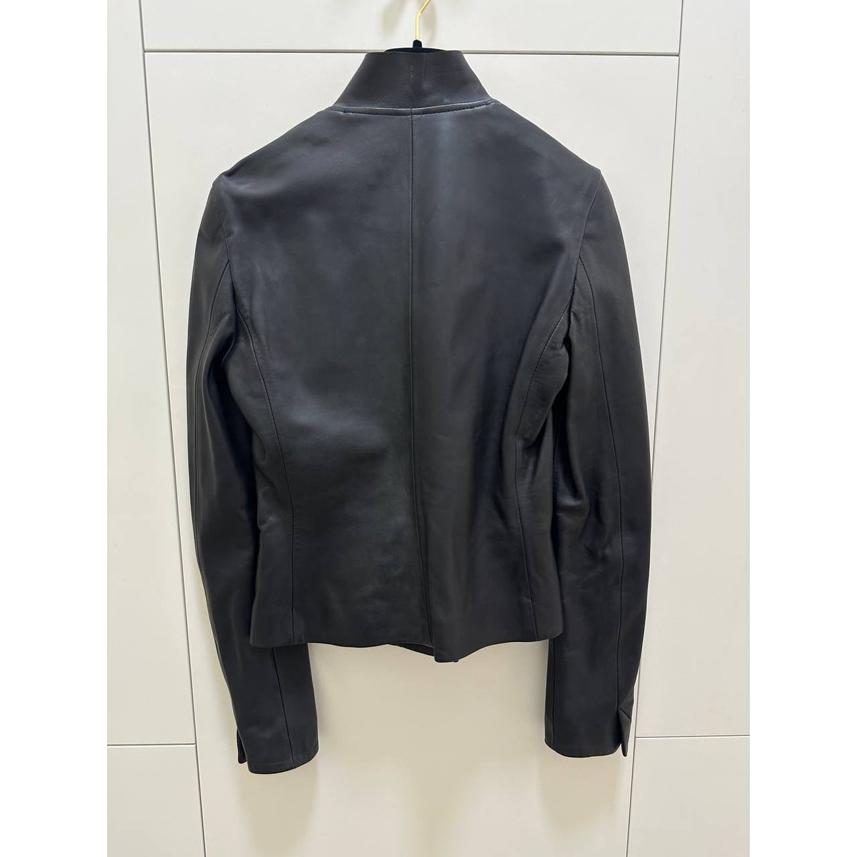 Valentino Black Leather Cropped Fitted Blazer IT 42 Pre-owned