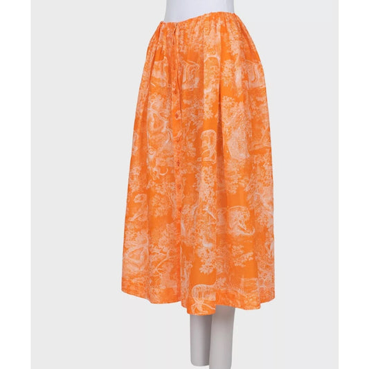 Christian Dior Orange Printed Voluminous Skirt Sz.XS pre-owned