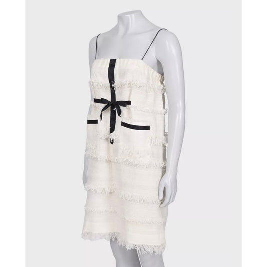 Chanel White Cotton Blend Dress with Charms - Size FR40 Pre-owned