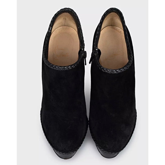 Christian Louboutin Black Suede Ankle Boots Stiletto Heel sz.37.5 pre-owned