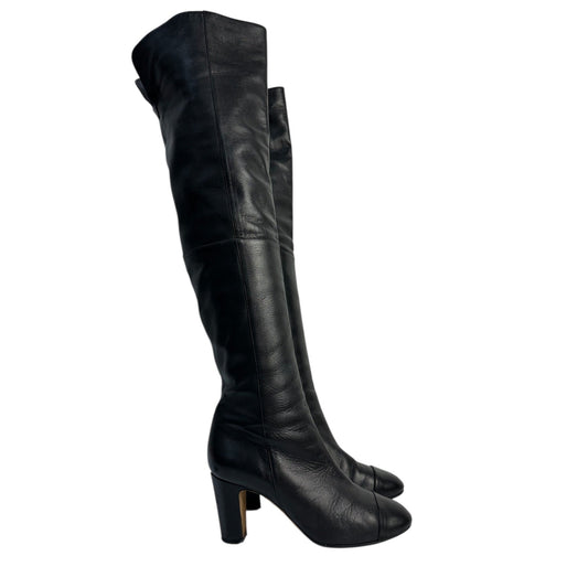 Chanel Leather Over-the-knee Heeled Boots Sz.38 Pre-owned