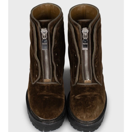 Alexander McQueen Brown Velour Ankle Boots EU 36.5 Pre-owned