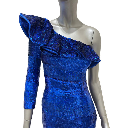 Balmain One-Shoulder Sequin Mini Dress 2009 Size 38 Pre-owned