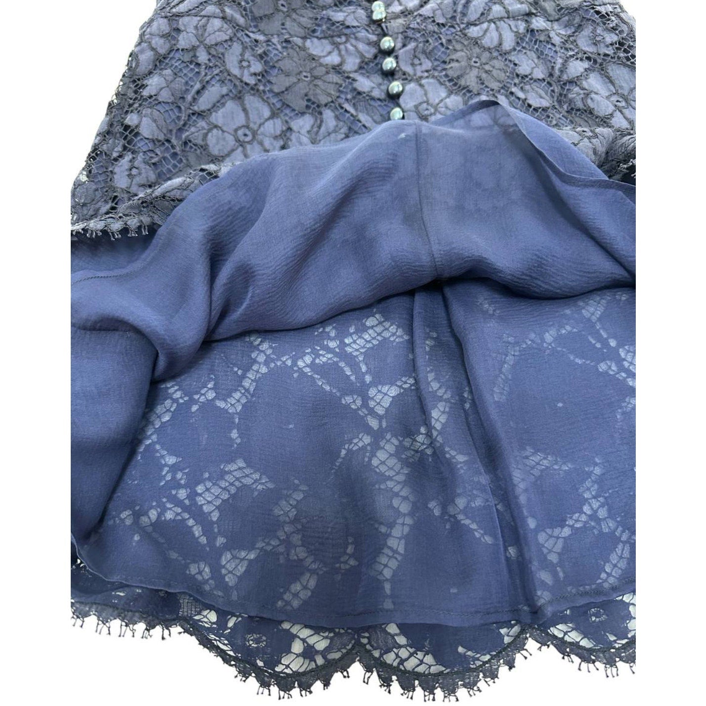 Chanel Blue Floral Lace Caraco CC Logo Buttons Tank Top Sz.38 Pre-owned