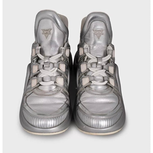 Louis Vuitton Silver Platform Sneakers - Size 41 pre-owned
