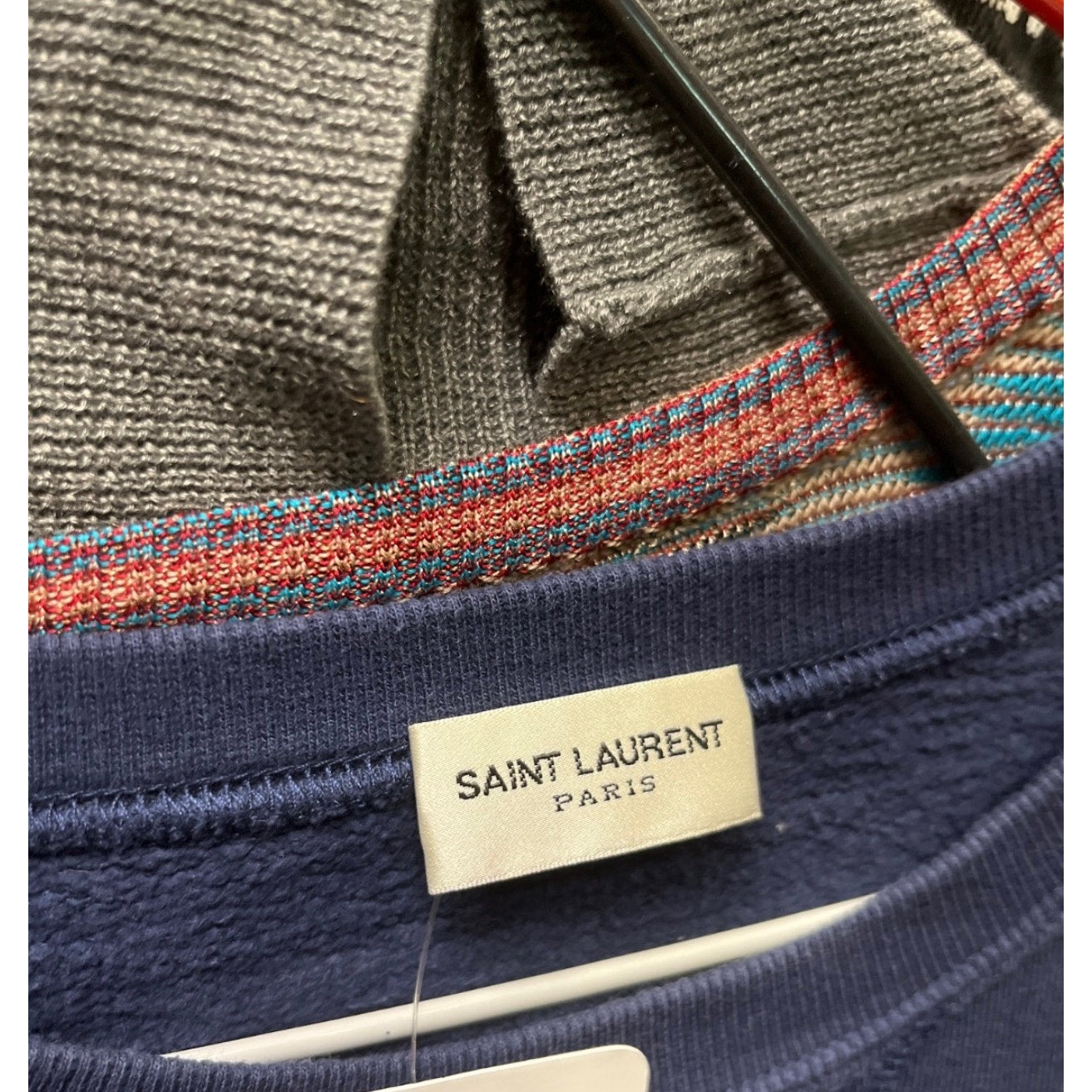 Saint Laurent Blue Logo Cotton Sweatshirt - M pre-owned