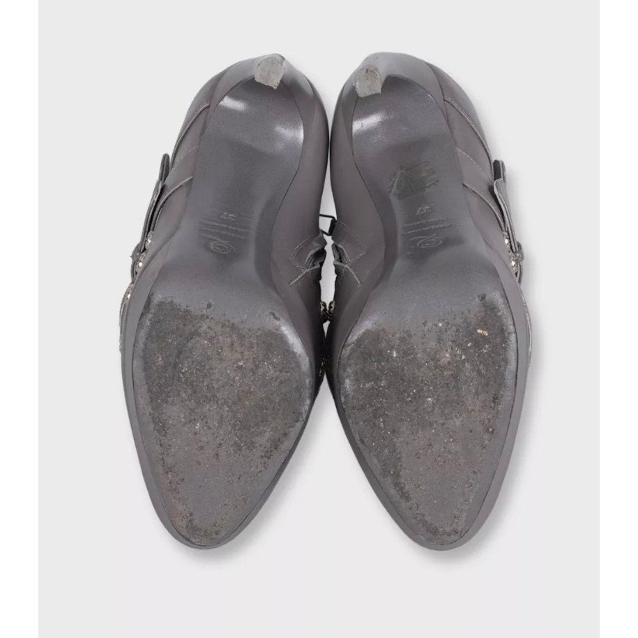 Alexander McQueen Gray Leather Suede Ankle Boots EU 37 Pre-owned