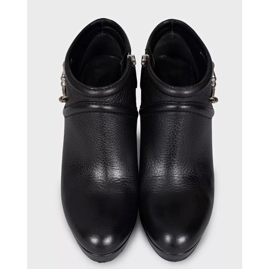 NWB Gucci Black Leather Ankle Boots - EU 39 Pre-owned