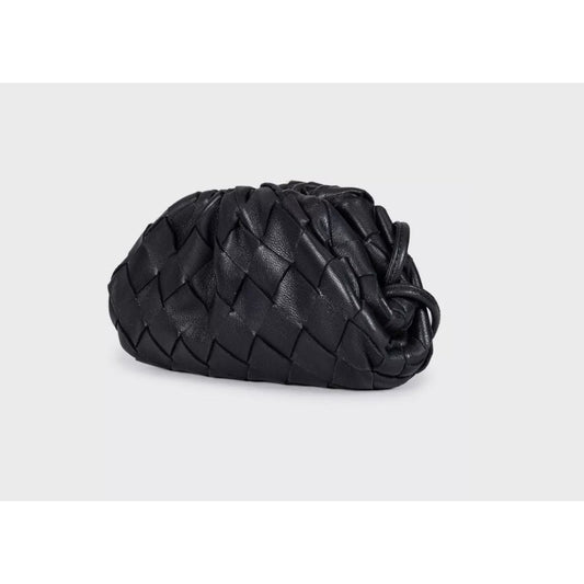 Bottega Veneta Black Intrecciato Leather Mini Pouch Bag Pre-owned