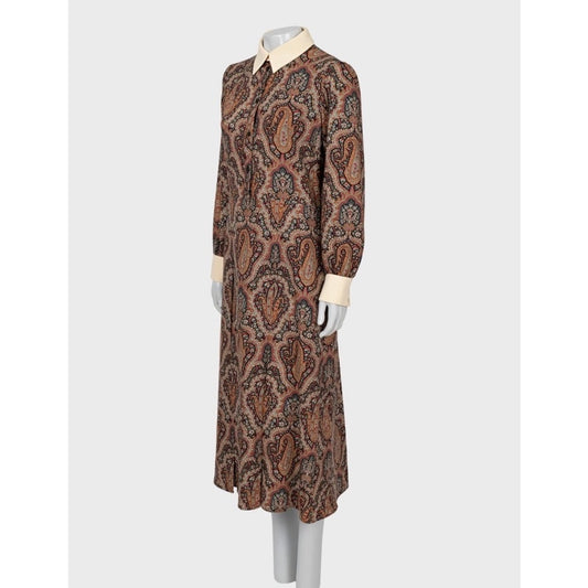 Celine Fitted Paisley Print Dress Sz.42/XL Pre-owned