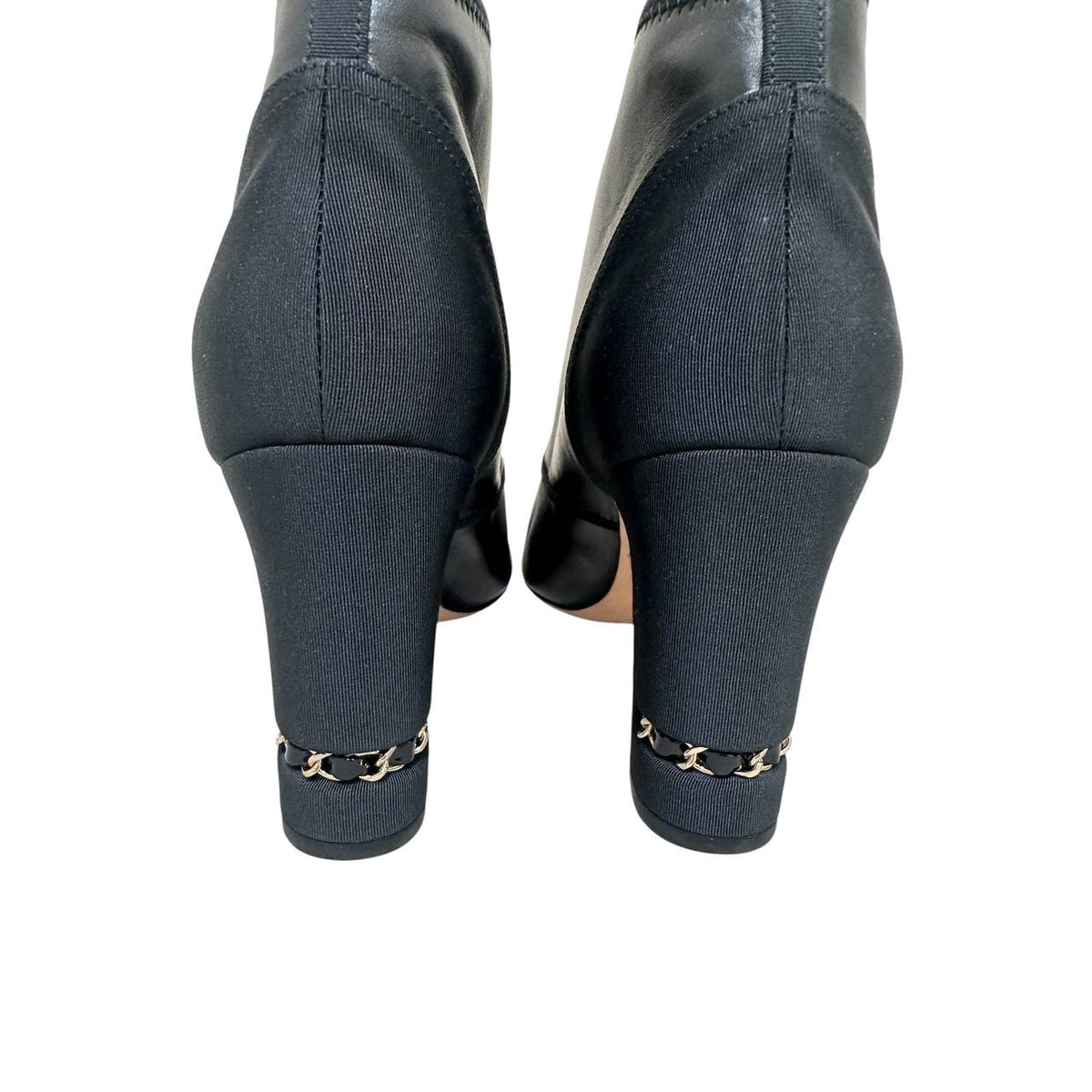CHANEL Black Leather Chain Ankle Boots – EU 41 Pre-owned