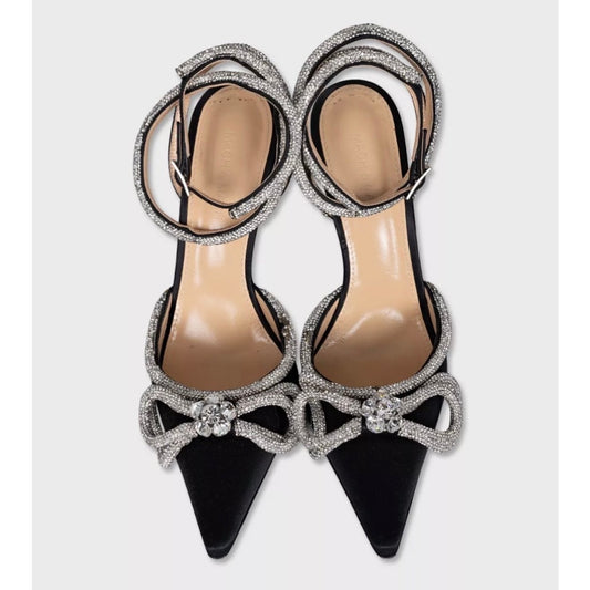 Mach & Mach Black Rhinestone Slingbacks - EU 39 Pre-owned