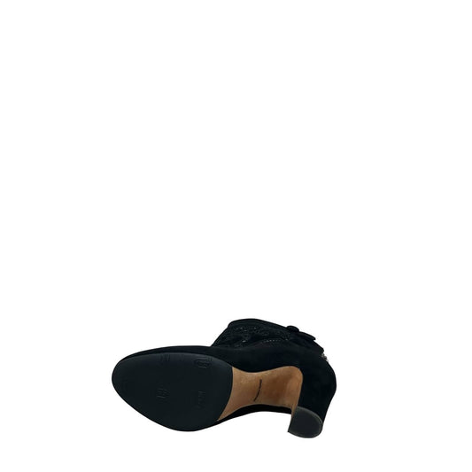 Gucci Black Suede Embroidered Ankle Boots EU 37 Pre-owned