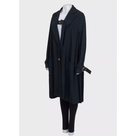 NWOT Chanel Black Coat with Gold Strap Details, Sz 42/ XL Pre-owned