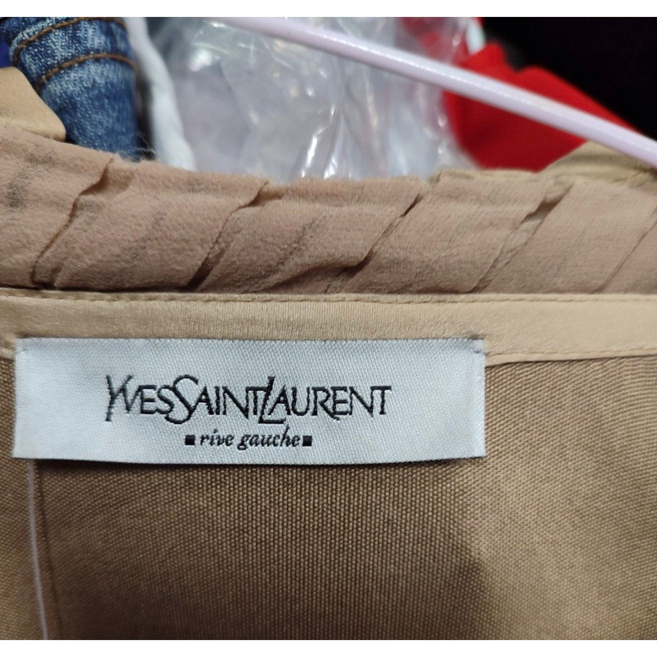 Yves Saint Laurent Vintage Beige 3/4 Sleeve Blouse Sz.S Pre-owned