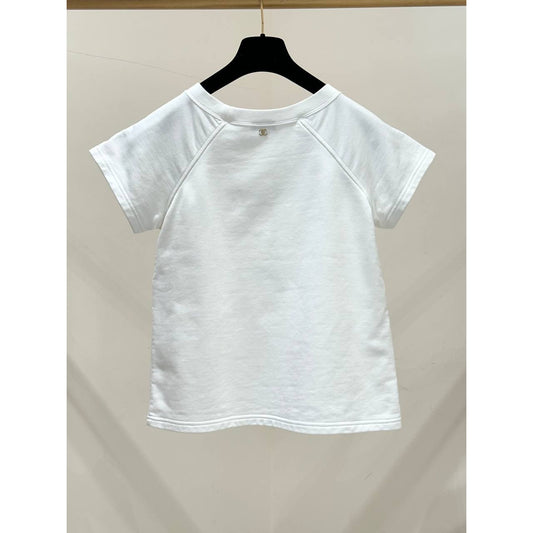 Chanel Iconic CC Logo White T-Shirt Top - Size XS pre-owned