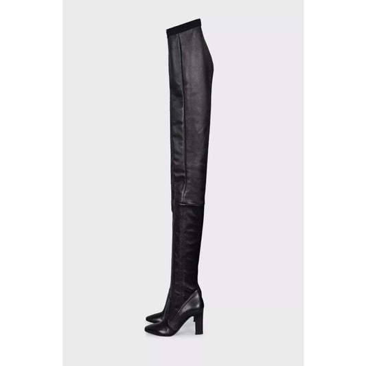 Tamara Mellon Black Leather Knee-High Boots - Size 39 pre-owner