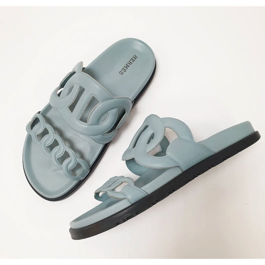 Hermes Extra Sandals Blue Flip Flops Sz.37 pre-owned