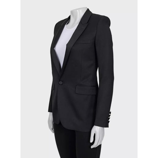 Saint Laurent Black Straight Fit Satin Lapels Blazer Sz.XS Pre-owned