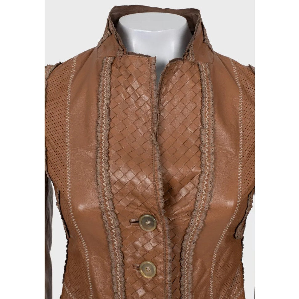 Bottega Veneta Brown Leather Jacket - Size IT40 / S pre-owned