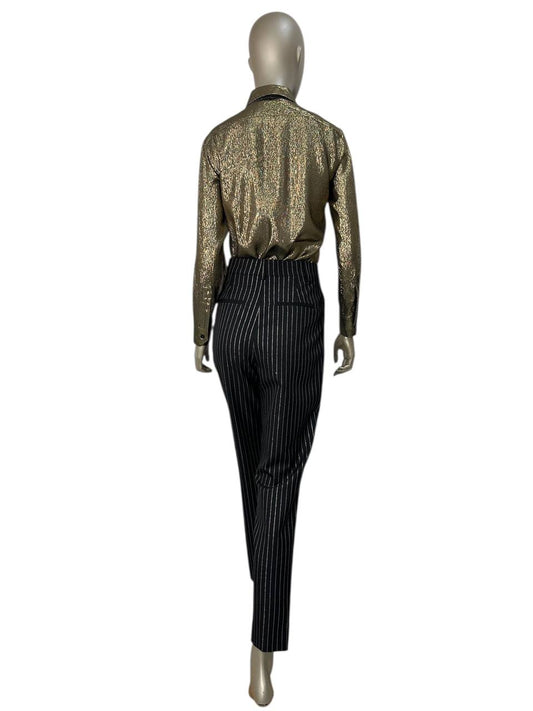 Set with gold shirt and pinstripe trousers