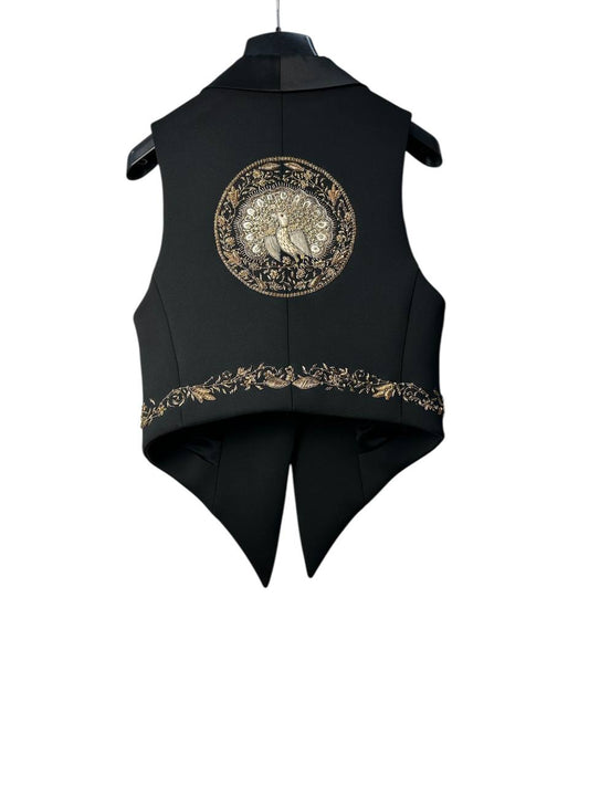 Embroidered vest with silk lapels