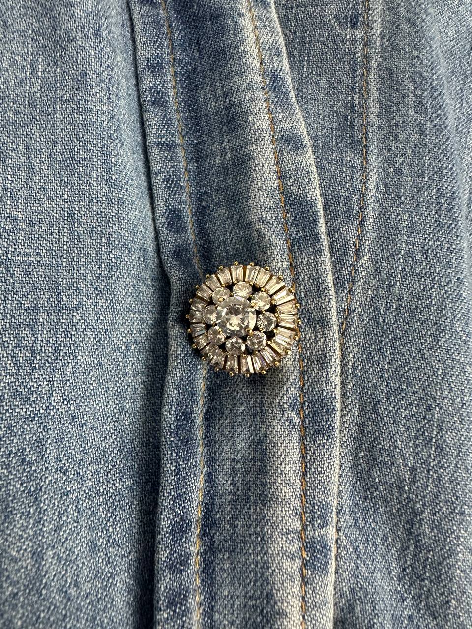 Denim shirt with crystal buttons
