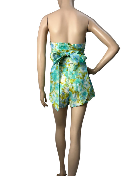 Draped top and belted shorts set