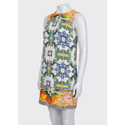 Dolce & Gabbana Vibrant Printed Cotton Silk Dress XXS pre-owned