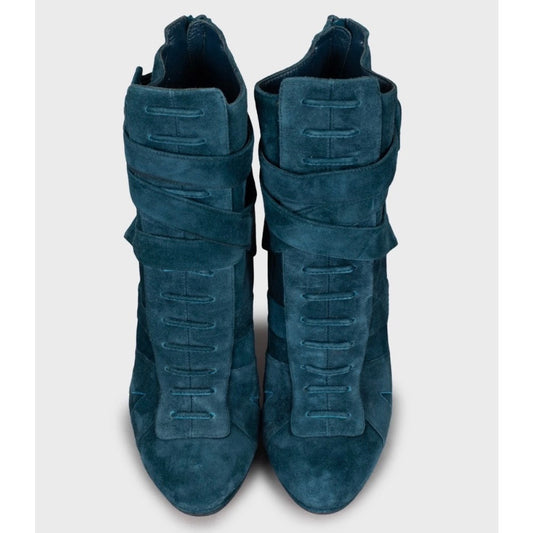Christian Louboutin Light Blue Suede Ankle Boots Size 37 Pre-owned