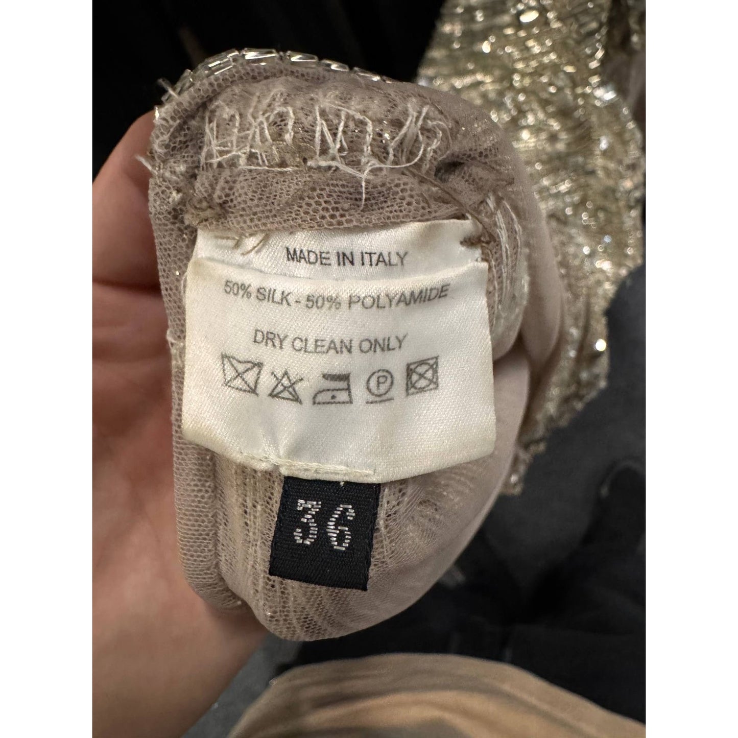 Zuhair Murad Silver Beaded Cocktail Dress - Size S Pre-owned