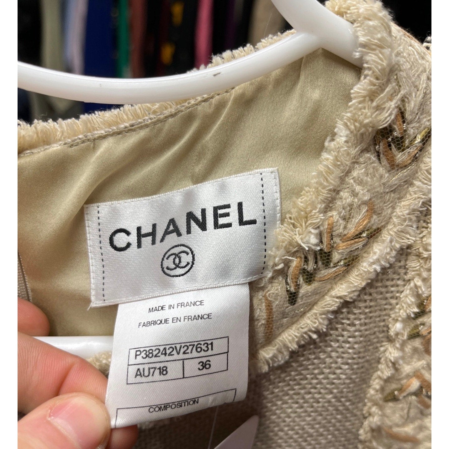 Chanel Vintage Silk & Linen Beige Dress Size 36/S Pre-owned