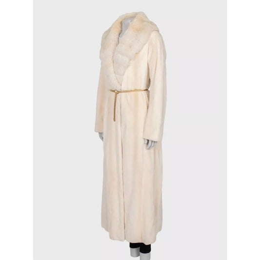 Fendi Beige Mink Fur Maxi Coat with Gold Belt - XL Pre-owned