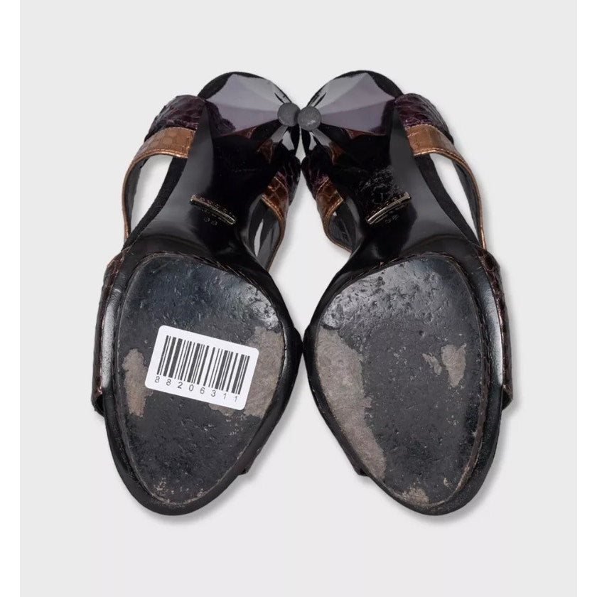 Gucci Textured Leather Sandals Sz.38 Pre-owned