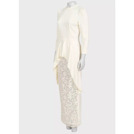 Alessandra Rich White Dress with Elegant Lace Hem Sz.42 Pre-owned