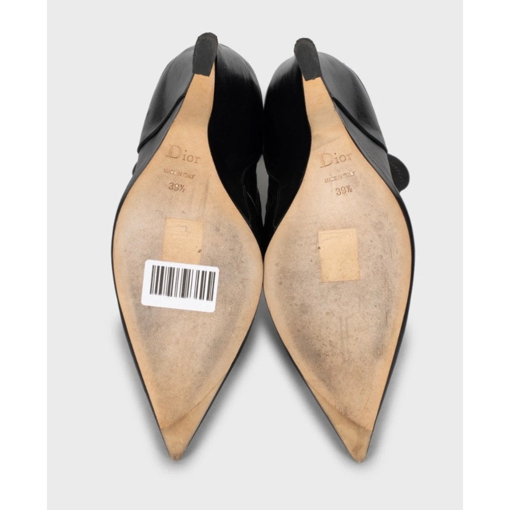 Christian Dior Black Leather Pointed Ankle Boots - EU 39.5 Pre-owned