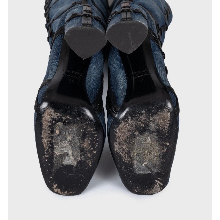 Tom Ford Blue Textile & Leather Boots - Size 36 (US 6) Pre-owned