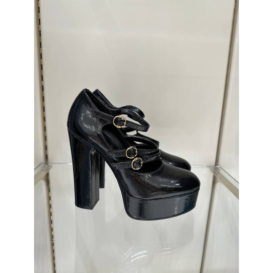 Celine FW 2020 Melody Black Patent Mary Jane Pumps 37 pre-owned