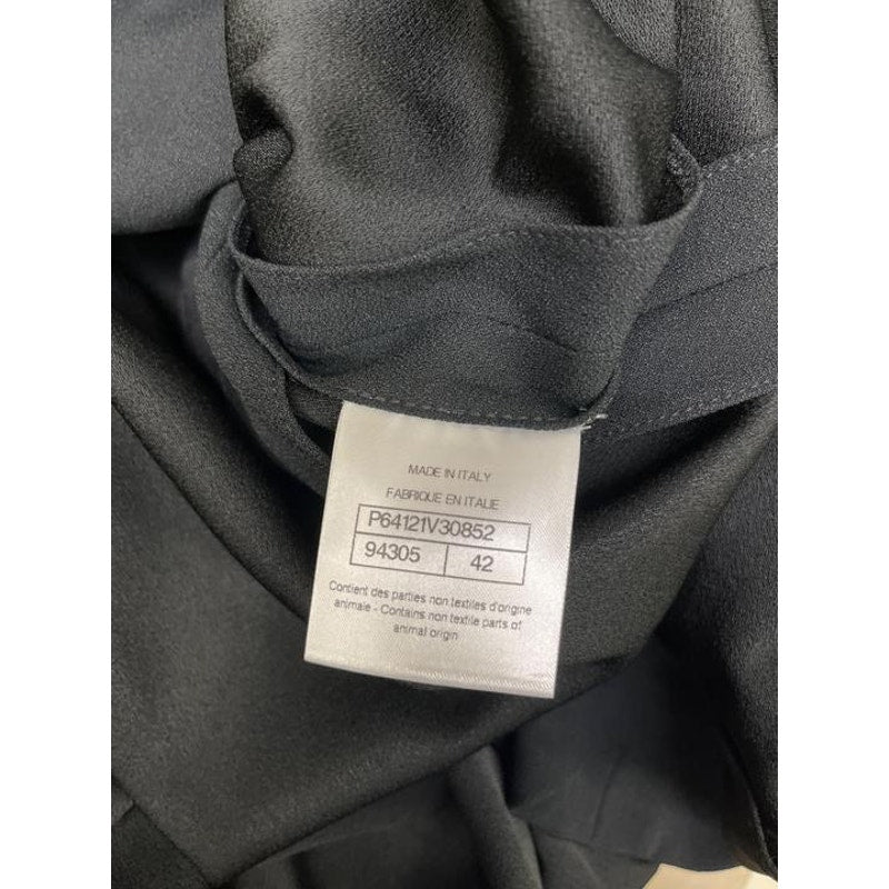 NWOT Chanel Black Coat with Gold Strap Details, Sz 42/ XL Pre-owned