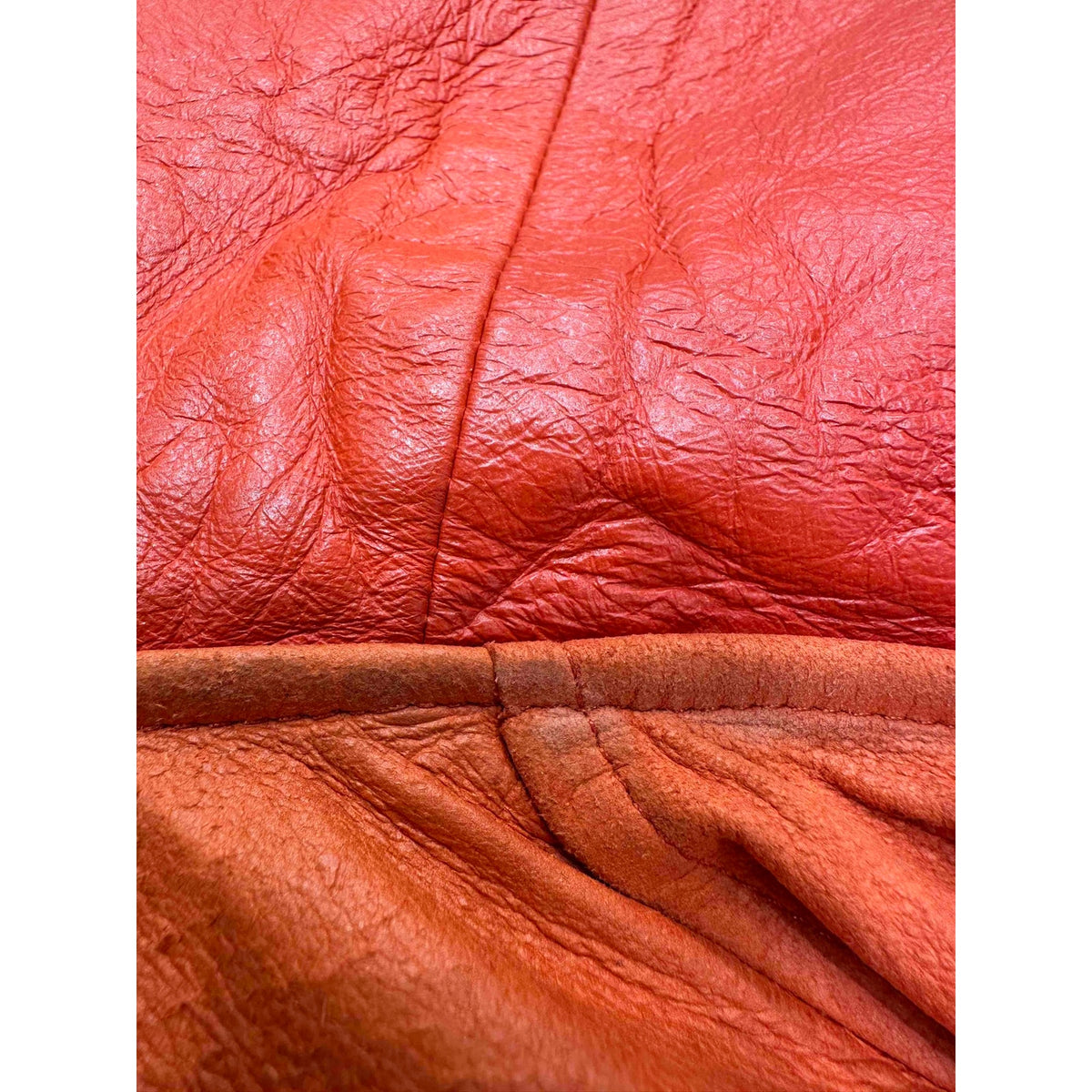 Celine Red & Navy Leather Color Block Hooded Jacket Sz.38 pre-owned