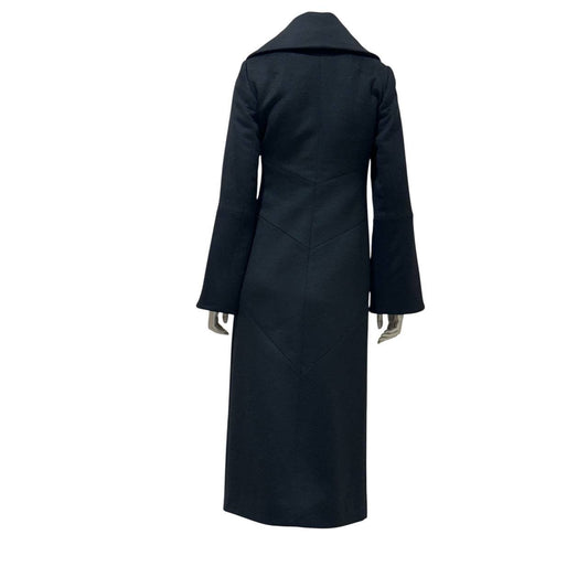 CHANEL 09 Black Cashmere Long Coat Sz.36 Pre-owned